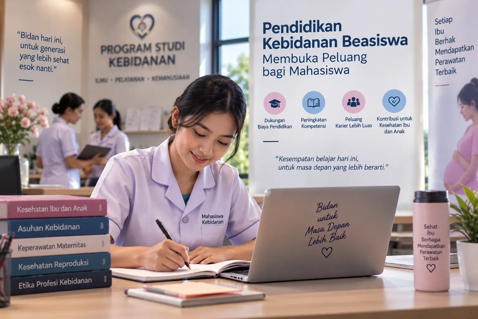 Mahasiswa kebidanan belajar mandiri dengan dukungan program beasiswa