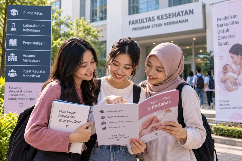 calon mahasiswa membandingkan pilihan kampus kebidanan sebelum menentukan tempat kuliah